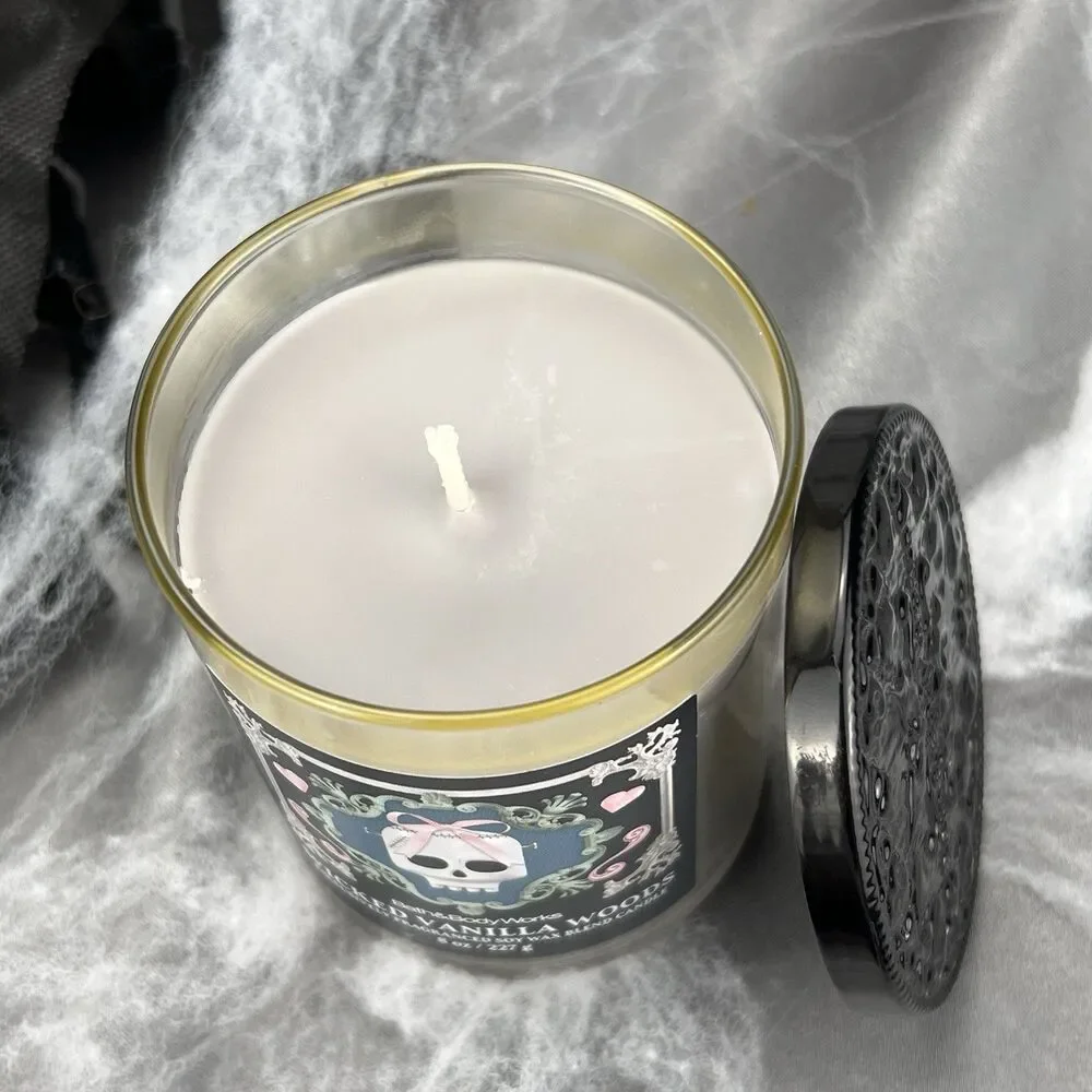 Bath & Body Works Wicked Vanilla‎ Woods Halloween 2025 Single Wick Candle Skull